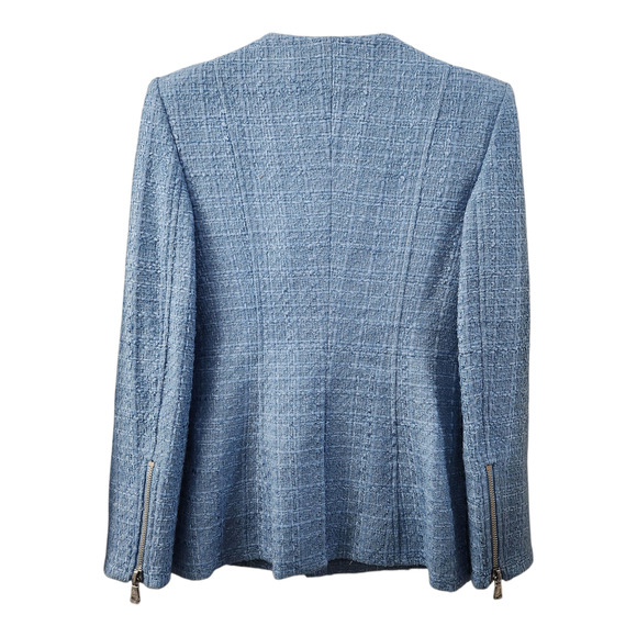 VERONICA BEARD Tweed Agni Dickey Jacket 0 Blue Quiet Luxury Classic Old Money - Picture 3 of 12